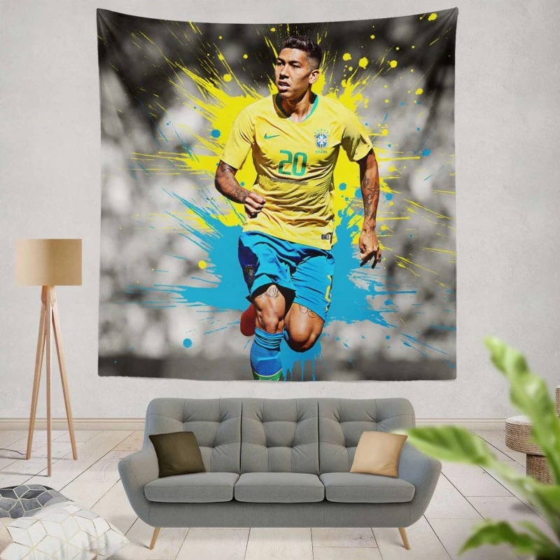 Roberto Firmino fastidious Brazil Footballer Tapestry
