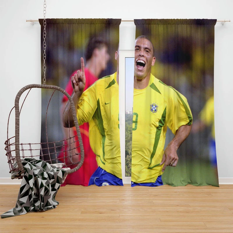 Ronaldo Nazario Brazilian Footballer Window Curtain