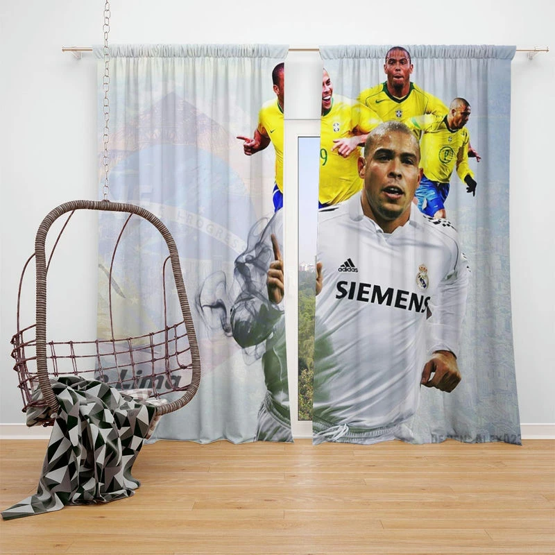 Ronaldo Nazario Populer Soccer Player Window Curtain