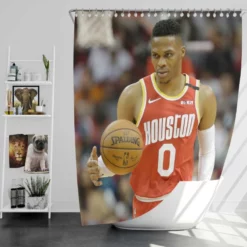 Russell Westbrook NBA Houston Rockets Basketball Shower Curtain