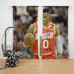 Russell Westbrook NBA Houston Rockets Basketball Window Curtain