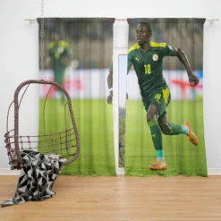 Sadio Mane encouraging Football Window Curtain