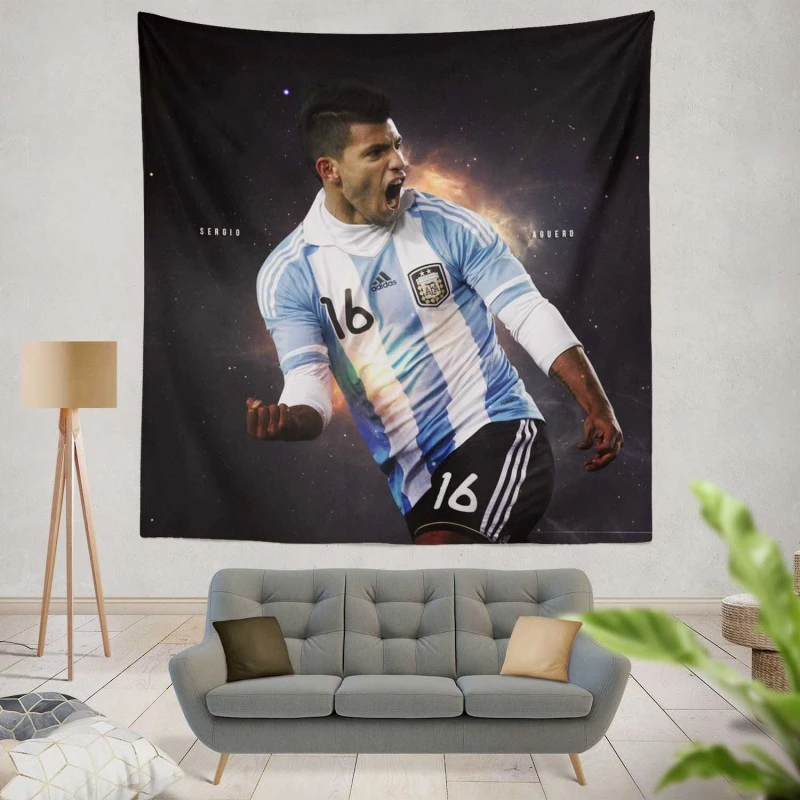 Sergio Aguero Argentina Soccer Player Tapestry