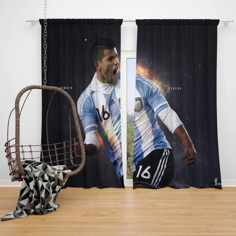 Sergio Aguero Argentina Soccer Player Window Curtain