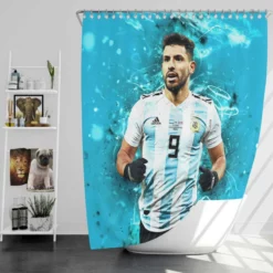 Sergio Aguero Argentina World Football Player Shower Curtain