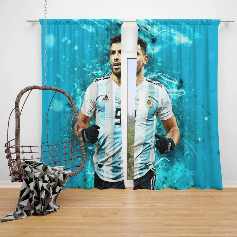 Sergio Aguero Argentina World Football Player Window Curtain