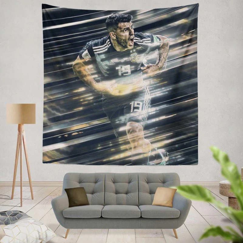 Sergio Aguero Classic Argentina Sports Player Tapestry