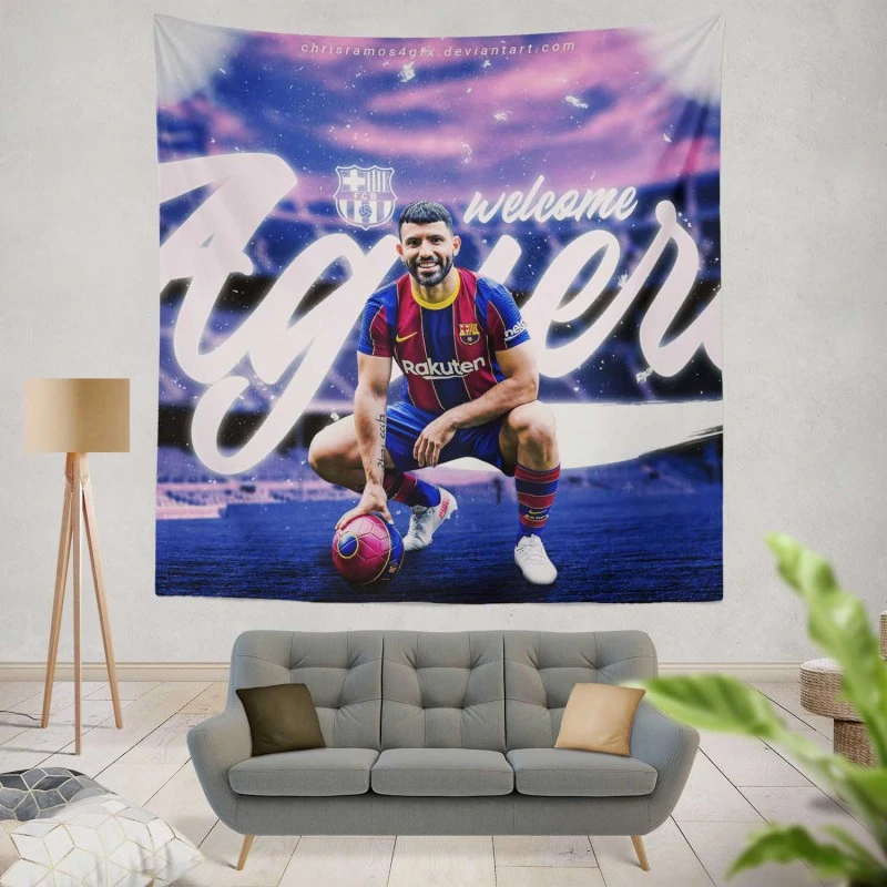 Sergio Aguero Consistent Baca Football Player Tapestry