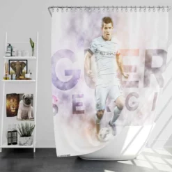 Sergio Aguero Elite Manchester City Sports Player Shower Curtain