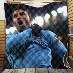 Sergio Aguero Extraordinary Football Player Quilt Blanket
