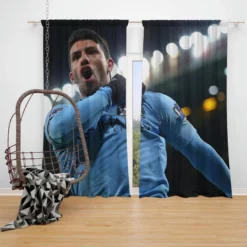 Sergio Aguero Extraordinary Football Player Window Curtain