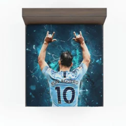 Sergio Aguero Focused Football Player Fitted Sheet