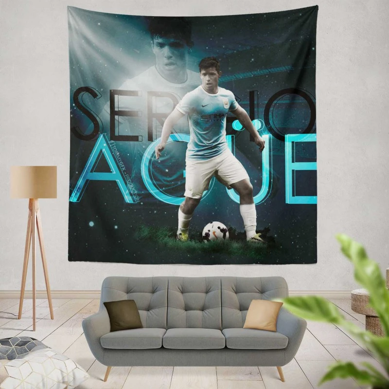 Sergio Aguero Manchester City Club Tapestry