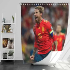 Sergio Ramos Motivational Football Player Shower Curtain