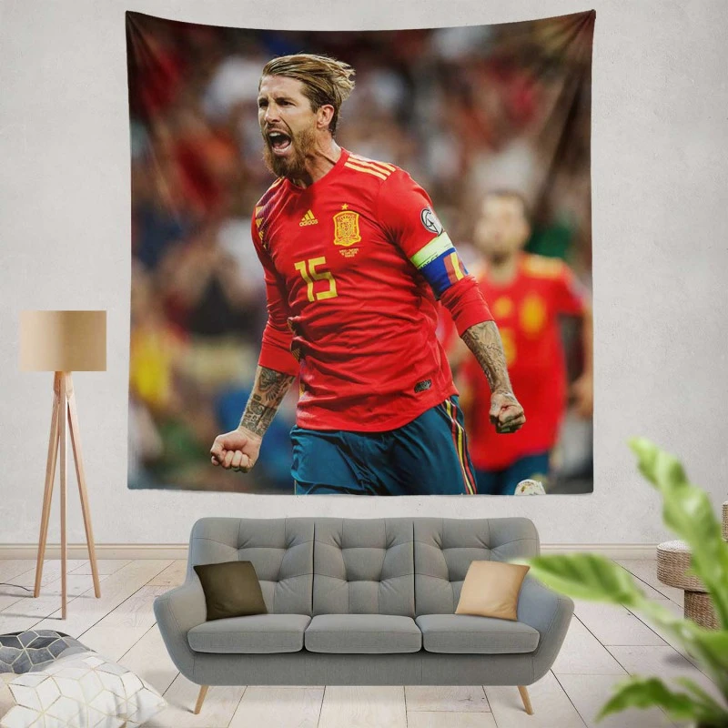 Sergio Ramos Motivational Football Player Tapestry