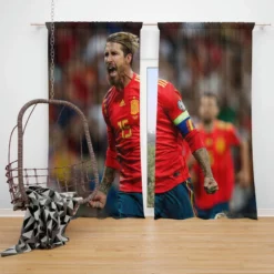 Sergio Ramos Motivational Football Player Window Curtain