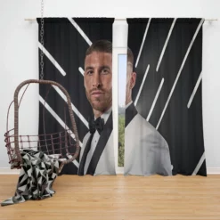 Sergio Ramos Outstanding Sports Player Window Curtain