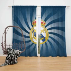 Soccer Ball Real Madrid Logo Window Curtain