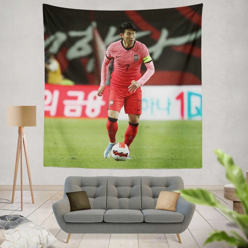 Son Heung Min Korean Fotballer Tapestry