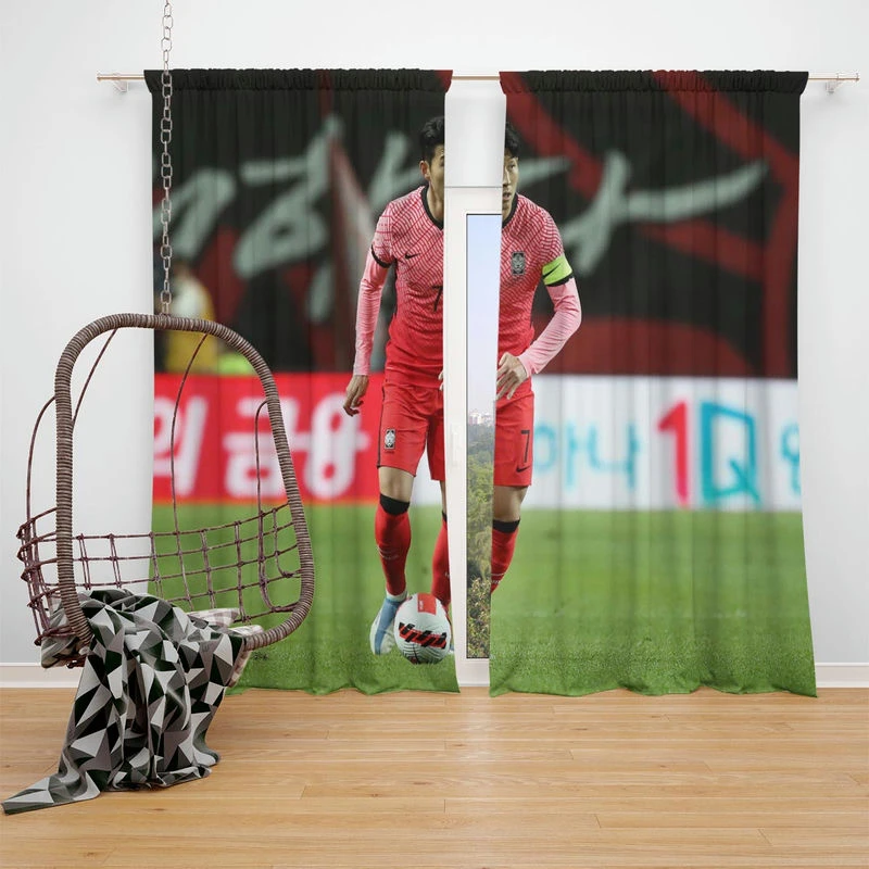 Son Heung Min Korean Fotballer Window Curtain