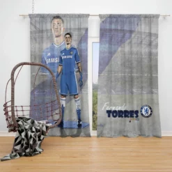 Spanish Football Player Fernando Torres Window Curtain