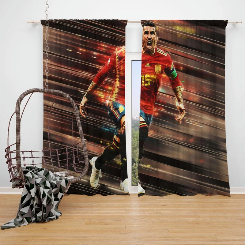 Spanish Soccer Player Sergio Ramos Window Curtain