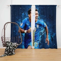 Spright Brazil Football Roberto Firmino Window Curtain