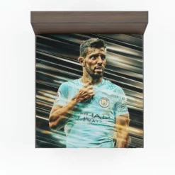 Strong Football Player Sergio Aguero Fitted Sheet