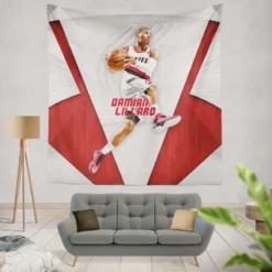 Strong NBA Basketball Player Damian Lillard Tapestry