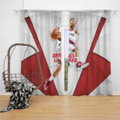 Strong NBA Basketball Player Damian Lillard Window Curtain
