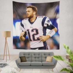 Strong NFL Player Tom Brady Patriots Tapestry