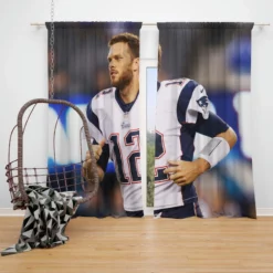 Strong NFL Player Tom Brady Patriots Window Curtain