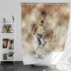 Thiago Silva Brazilian Footballer Shower Curtain