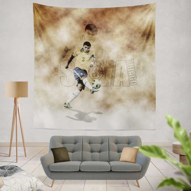 Thiago Silva Brazilian Footballer Tapestry