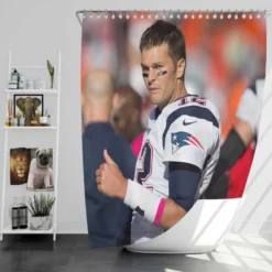 Tom Brady Thumbs Up NFL New England Patriots Shower Curtain