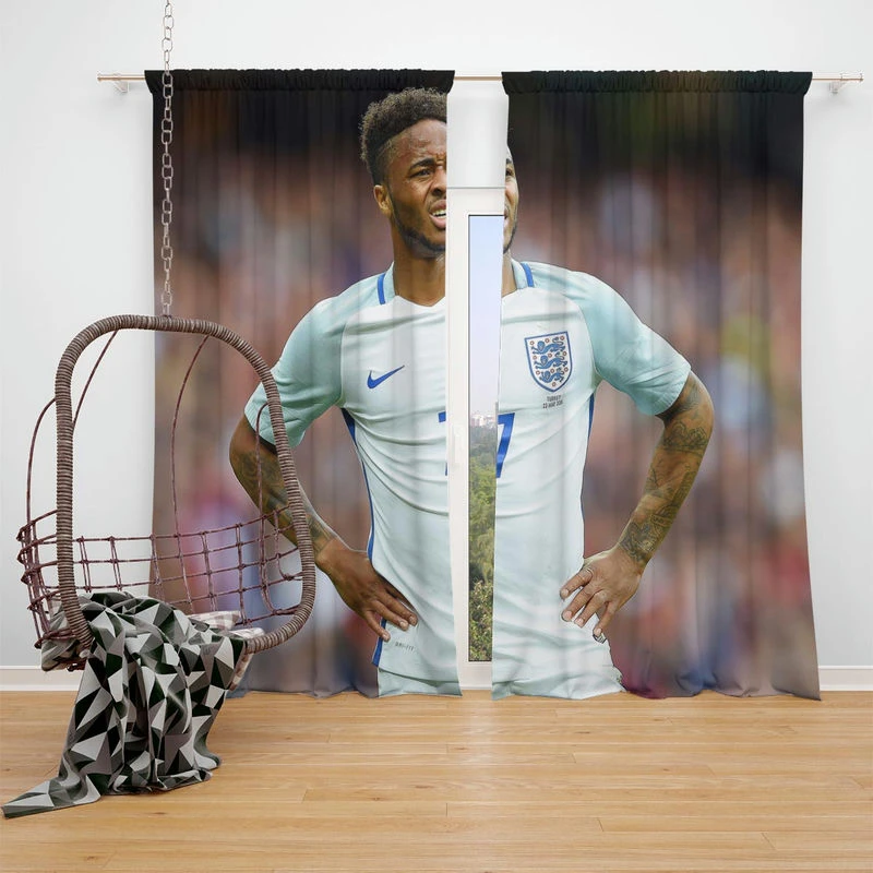 Top Ranked England Football Raheem Sterling Window Curtain