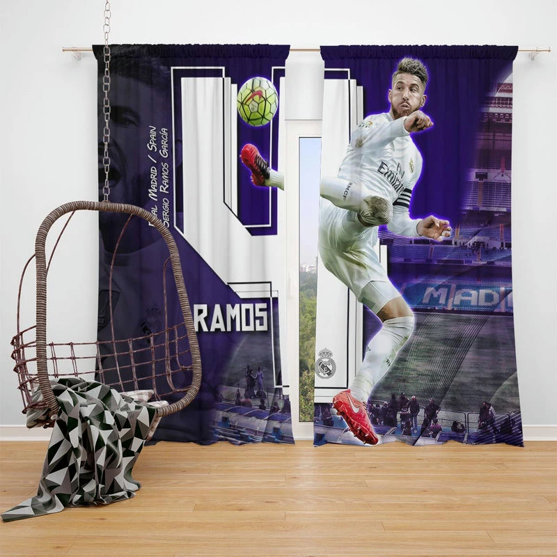 Top Ranked Footballer Sergio Ramos Window Curtain