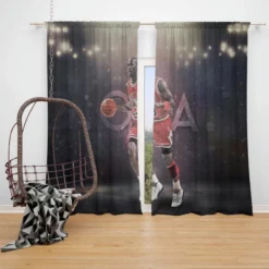 Top Ranked NBA Basketball Player Michael Jordan Window Curtain