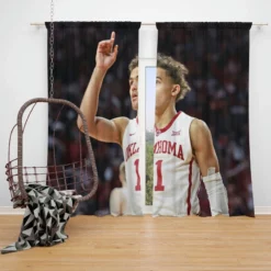 Trae Young Energetic NBA Player Window Curtain