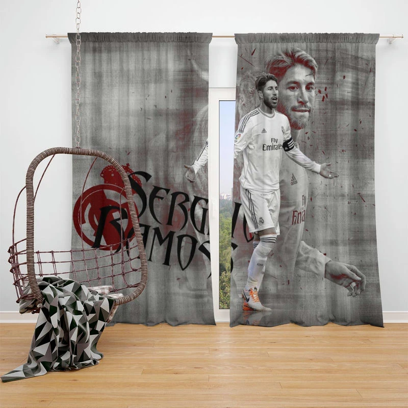 UEFA Champions League Player Sergio Ramos Window Curtain