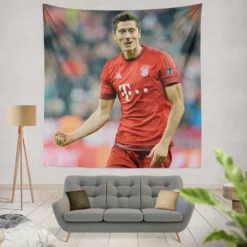 UEFA Cup Football Player Robert Lewandowski Tapestry