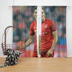 UEFA Cup Football Player Robert Lewandowski Window Curtain