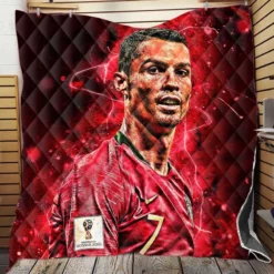 UEFA Euro Footballer Cristiano Ronaldo Quilt Blanket