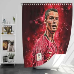 UEFA Euro Footballer Cristiano Ronaldo Shower Curtain