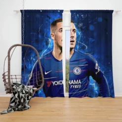 Ultimate Midfield Soccer Player Eden Hazard Window Curtain
