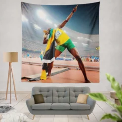 Usain Bolt Lj Handfield Tapestry