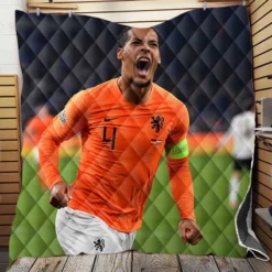 Virgil van Dijk  Netherlands Soccer Captain Quilt Blanket
