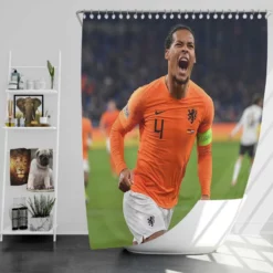 Virgil van Dijk  Netherlands Soccer Captain Shower Curtain