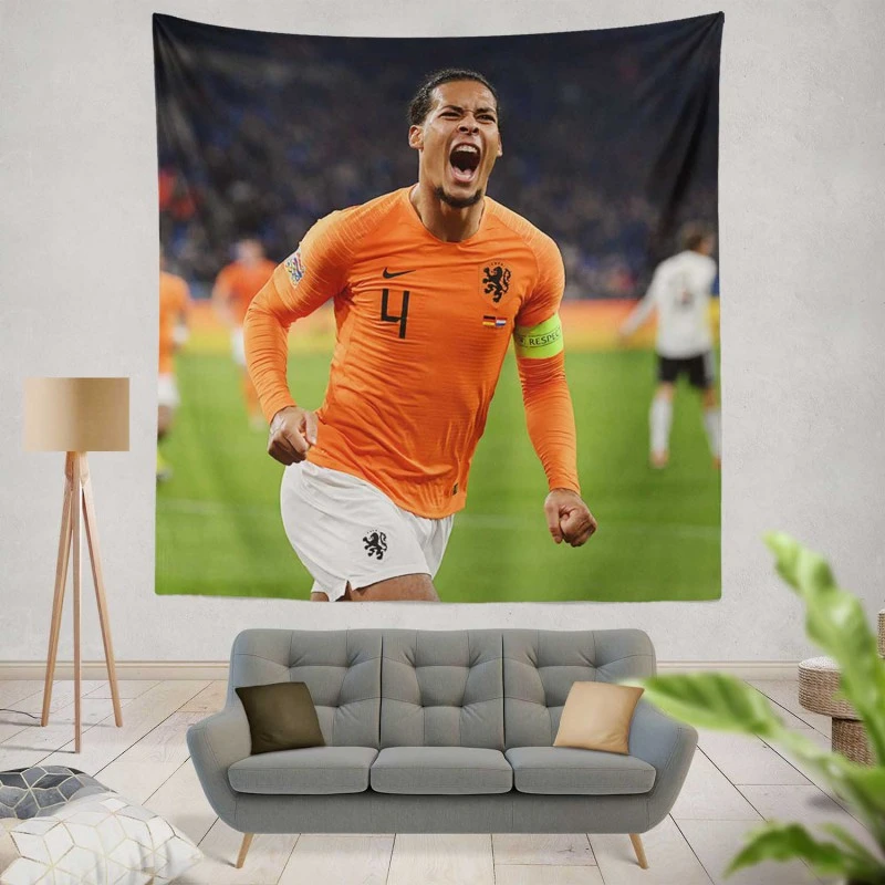Virgil van Dijk  Netherlands Soccer Captain Tapestry
