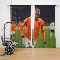 Virgil van Dijk  Netherlands Soccer Captain Window Curtain